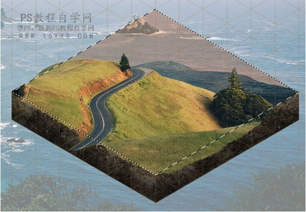 照片合成，用PS和成一幅超现实的3D等距图标风景画