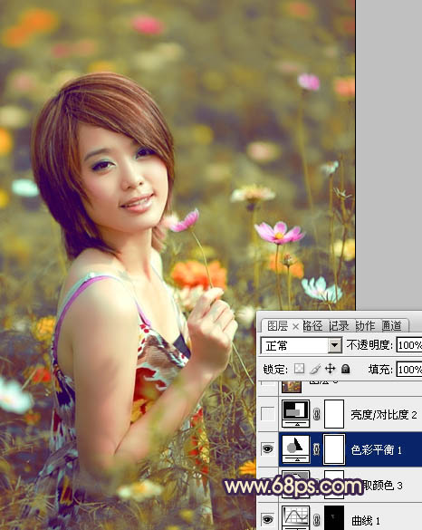 Photosho處理花景美女圖片流行的淡暖色