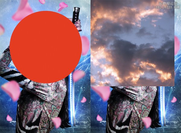 photoshop合成櫻花武士效果