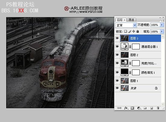 Photoshop調色教程:暗調藝術火車圖片