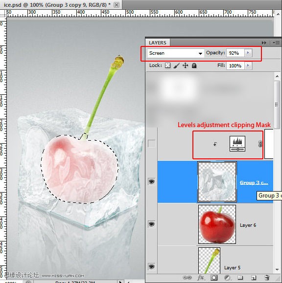 ps CS5利用3D功能打造逼真冰冻樱桃特效