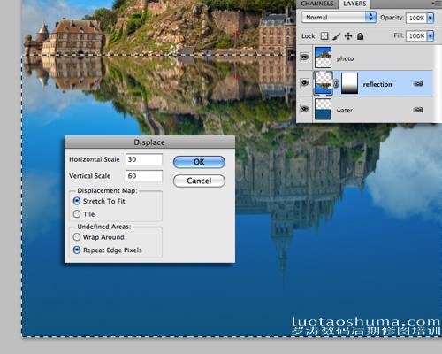 ps做水面倒影效果