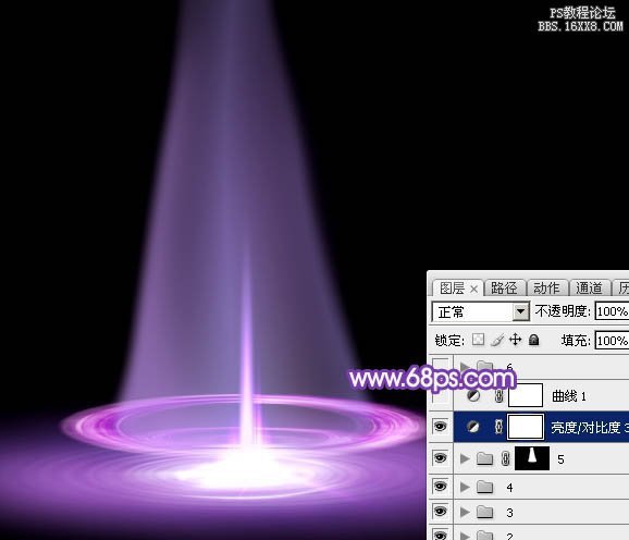 ps滤镜制作圆环形紫色光束
