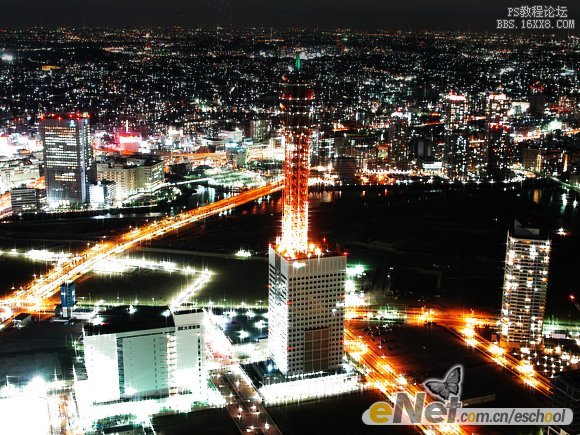 使用ps滤镜制作五光十色的城市夜景