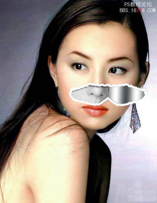 Photoshop给美女图片添加简单的撕边效果