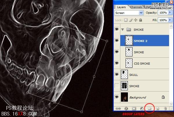 PS合成教程:制作骷髅烟雾禁烟标志