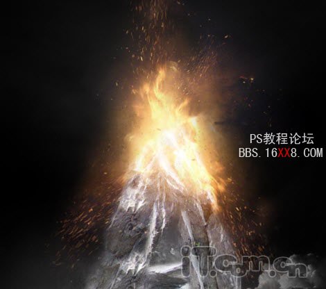 PS合成非常震撼的火山噴發字