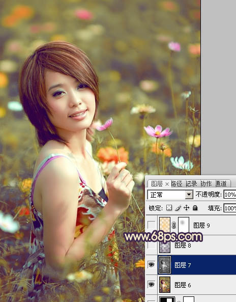 Photosho處理花景美女圖片流行的淡暖色