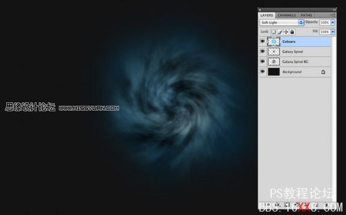 Photoshop简单制作螺旋星系效果