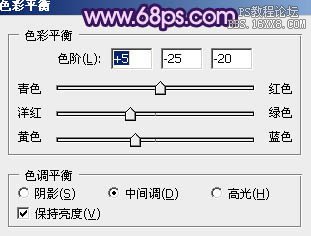 ps处理树林人物图片流行的日韩粉蓝色