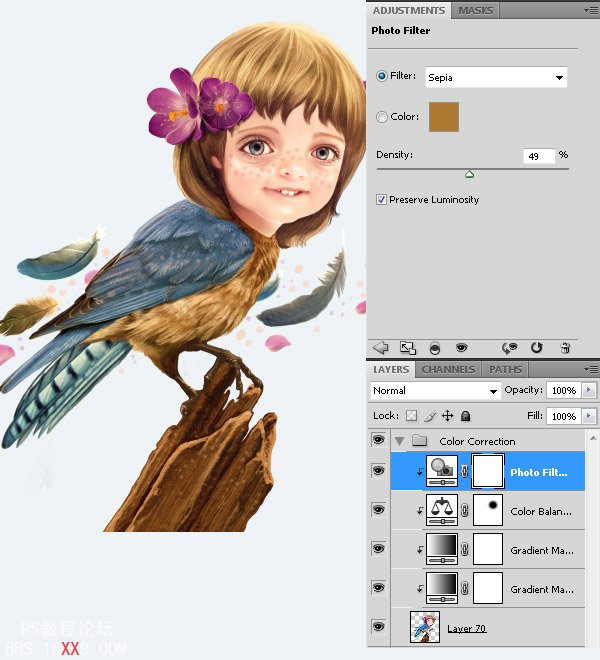 PHOTOSHOP教程:創(chuàng)建一個夢幻的小鳥女孩畫像
