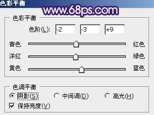 ps给树林人物图片加上古典暗调蓝红色