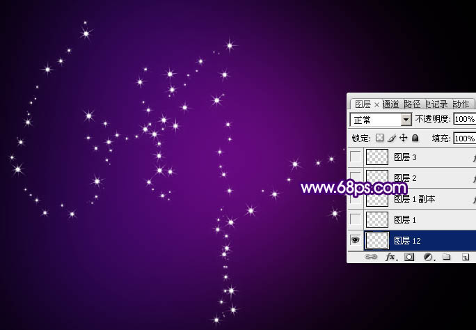 星星字，利用描边做紫色星光字教程