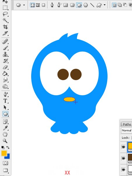 PhotoShop绘制可爱的Twriter小鸟的教程
