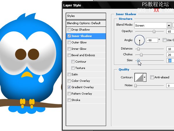 PhotoShop绘制可爱的Twriter小鸟的教程
