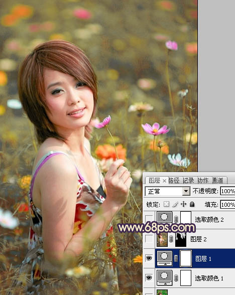 Photosho处理花景美女图片流行的淡暖色