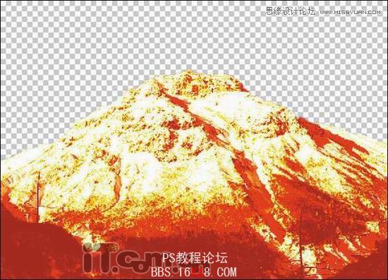 Photoshop把雪山变为火焰山的效果