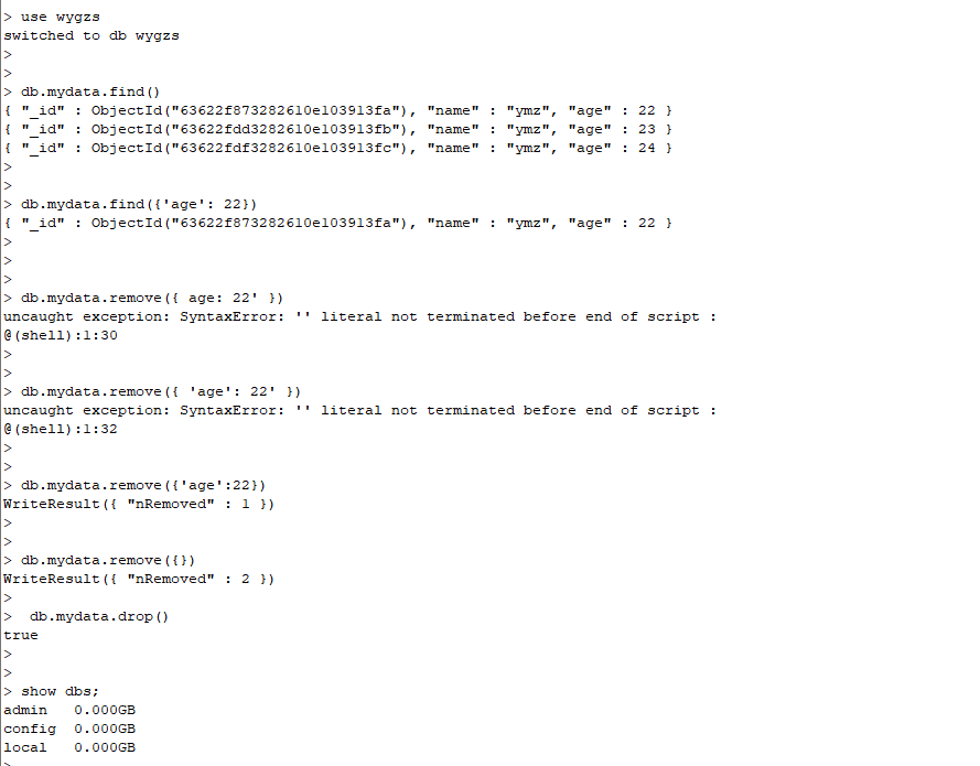 MongoDB入门到进阶笔记：03-MongoDB的客户端使用 常用操作