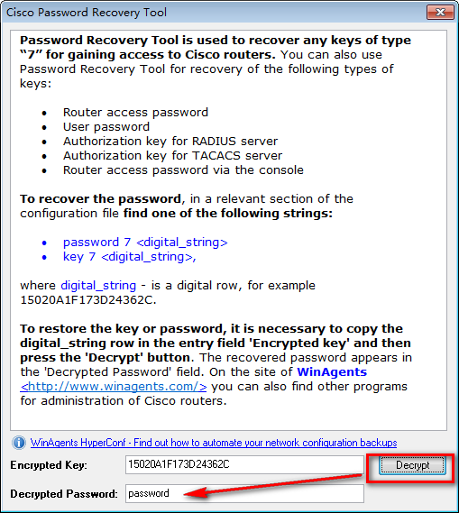 Cisco Password Recovery tool
