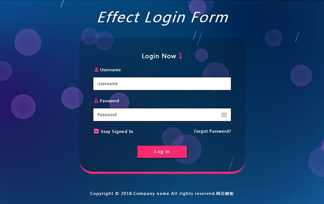 HTML5动态背景登录页面模板