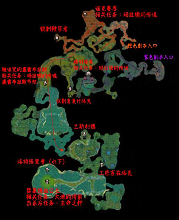 魔兽世界玛拉顿地图详解及路线走法（boss位置和入口详解）